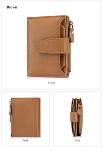 Large Capacity Women's RFID Wallet - Leather Bifold with Coin Pocket & ID Windows