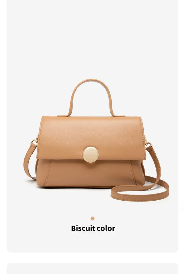Premium Cowhide Leather Handbag - Women's Fashion Shoulder Bag