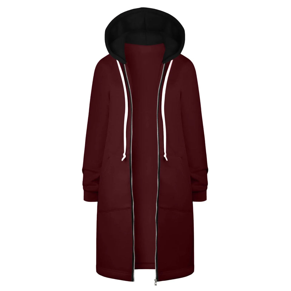 Y2K Long Sleeve Hoodie for Women - Versatile Color Block Zip Sweatshirt