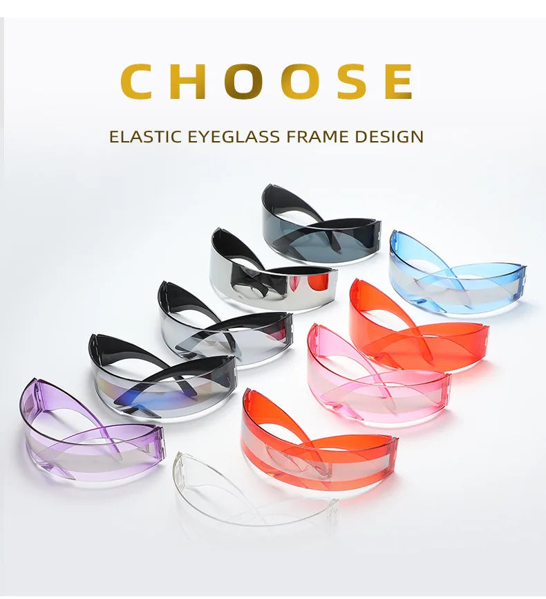 Cyber Punk Rimless Sunglasses - Y2K Futuristic Wrap-Around for Women