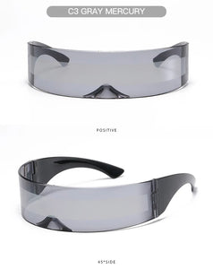 Cyber Punk Rimless Sunglasses - Y2K Futuristic Wrap-Around for Women