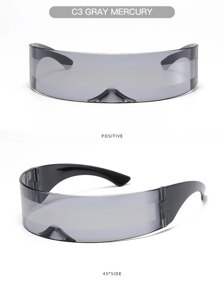 Cyber Punk Rimless Sunglasses - Y2K Futuristic Wrap-Around for Women