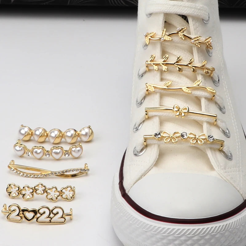 Luxury Pearl Shoe Charm - Vintage Rhinestone Shoelace Buckle Accessory