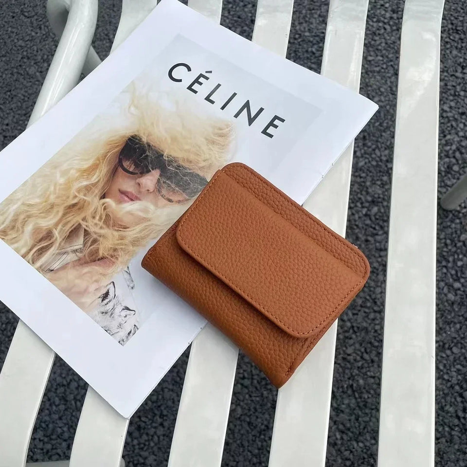 Women's Leather Wallet - Small Folding Purse with Multiple Compartments