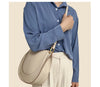 Large Capacity Bucket Bag for Women - Soft Leather Crossbody with Saddle Style