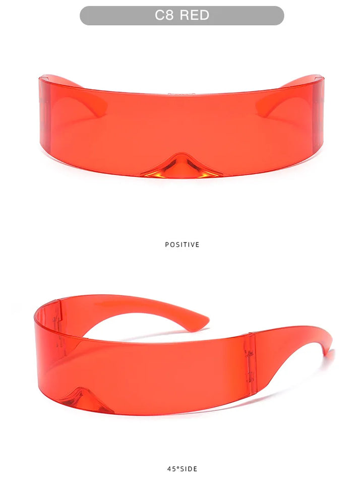 Cyber Punk Rimless Sunglasses - Y2K Futuristic Wrap-Around for Women