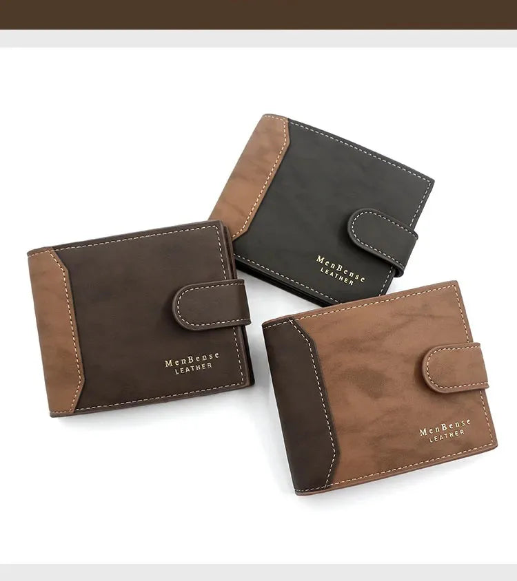 Secure Men's Wallet - PU Leather Card Holder with Hasp & Multiple Compartments