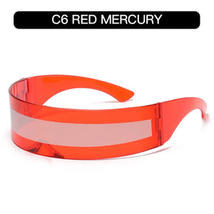 Cyber Punk Rimless Sunglasses - Y2K Futuristic Wrap-Around for Women