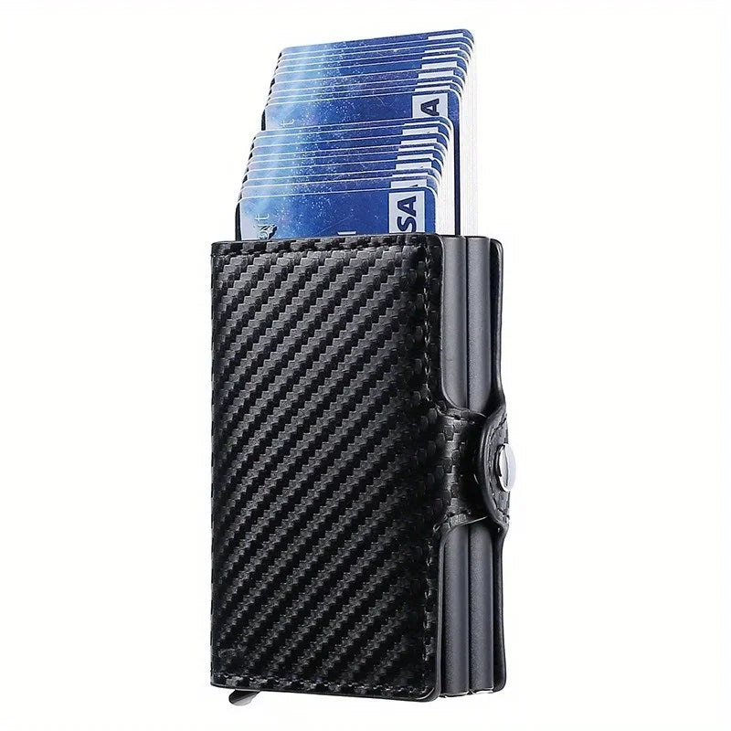 RFID Blocking Men's Card Holder - Secure Aluminum Wallet with Leather Cover