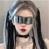 Cyber Punk Rimless Sunglasses - Y2K Futuristic Wrap-Around for Women