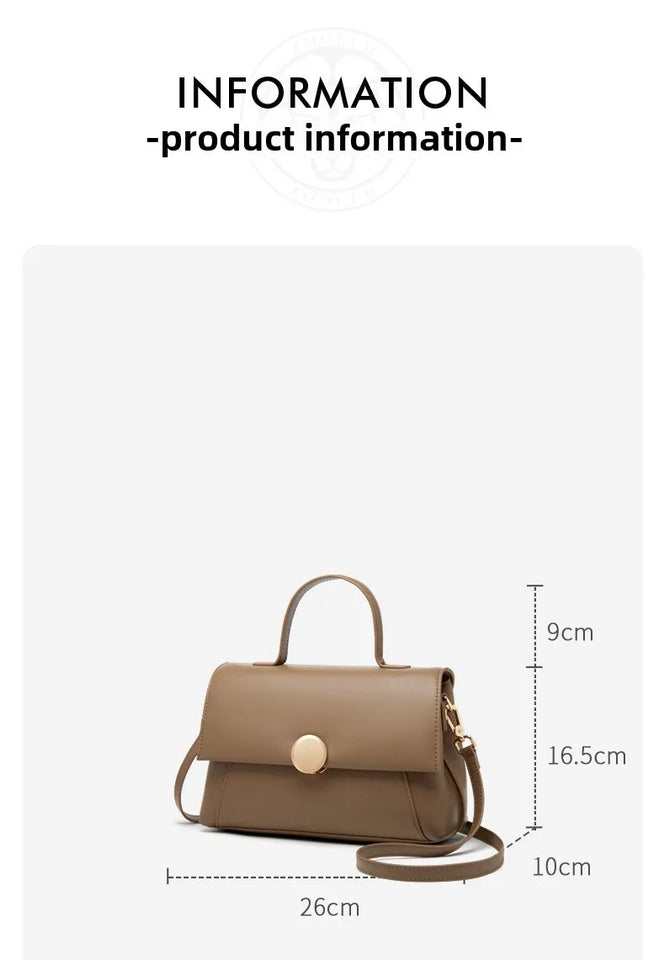 Premium Cowhide Leather Handbag - Women's Fashion Shoulder Bag