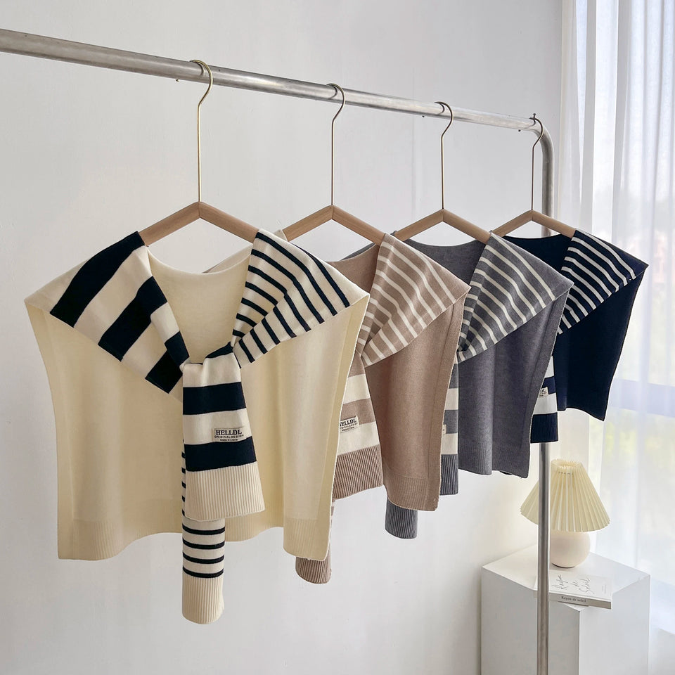 Preppy Striped Knitted Scarf - High-Grade Office Shawl for Air-Conditioned Spaces