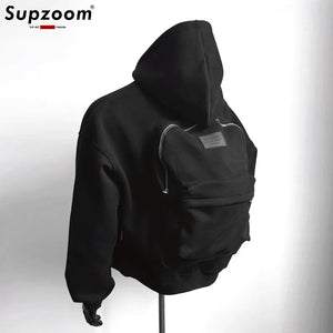 Supzoom Cotton Hoodie with Backpack Design - Loose Fit American Style for Fall/Winter