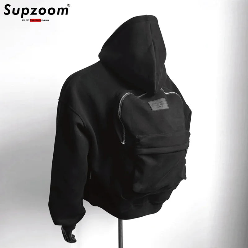 Supzoom Cotton Hoodie with Backpack Design - Loose Fit American Style for Fall/Winter