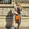 Trapezoidal Leather Handbag for Women - Versatile Tote Style