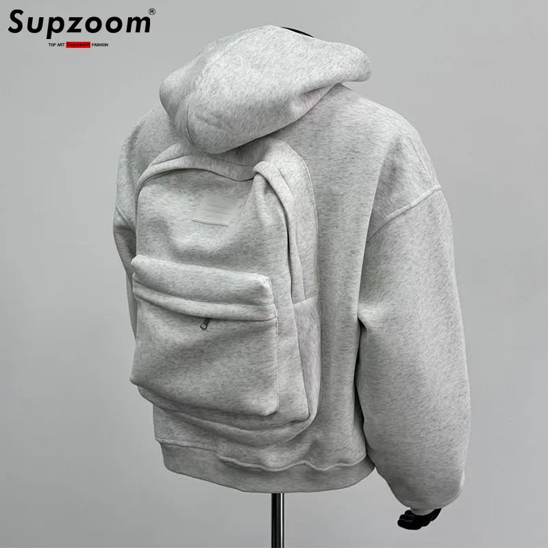 Supzoom Cotton Hoodie with Backpack Design - Loose Fit American Style for Fall/Winter