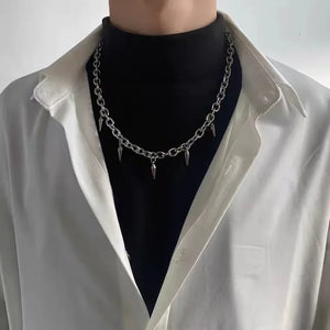 Unisex Punk Stud Necklace - Hip Hop Choker with Pendant