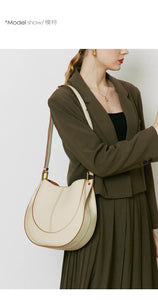 Large Capacity Bucket Bag for Women - Soft Leather Crossbody with Saddle Style