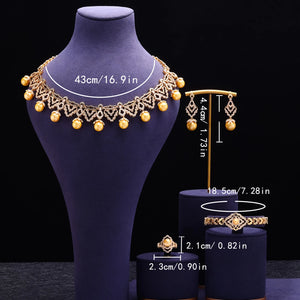 4 Pcs Golden Bridal Jewelry Set