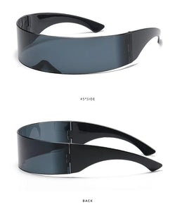 Cyber Punk Rimless Sunglasses - Y2K Futuristic Wrap-Around for Women