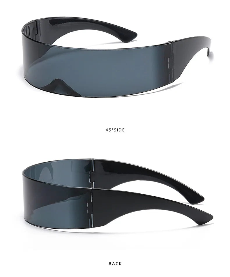 Cyber Punk Rimless Sunglasses - Y2K Futuristic Wrap-Around for Women