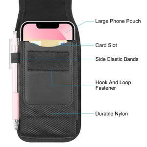 Large Phone Belt Case - Nylon Holster Pouch for 4.7-6.8 Inch Smartphones