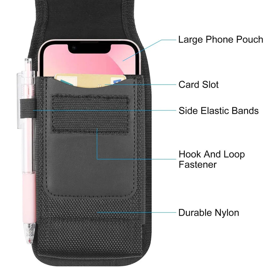 Large Phone Belt Case - Nylon Holster Pouch for 4.7-6.8 Inch Smartphones
