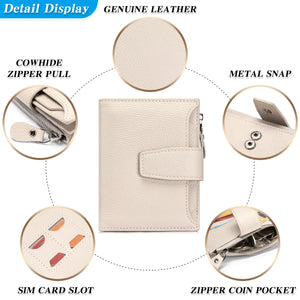 Large Capacity Women's RFID Wallet - Leather Bifold with Coin Pocket & ID Windows