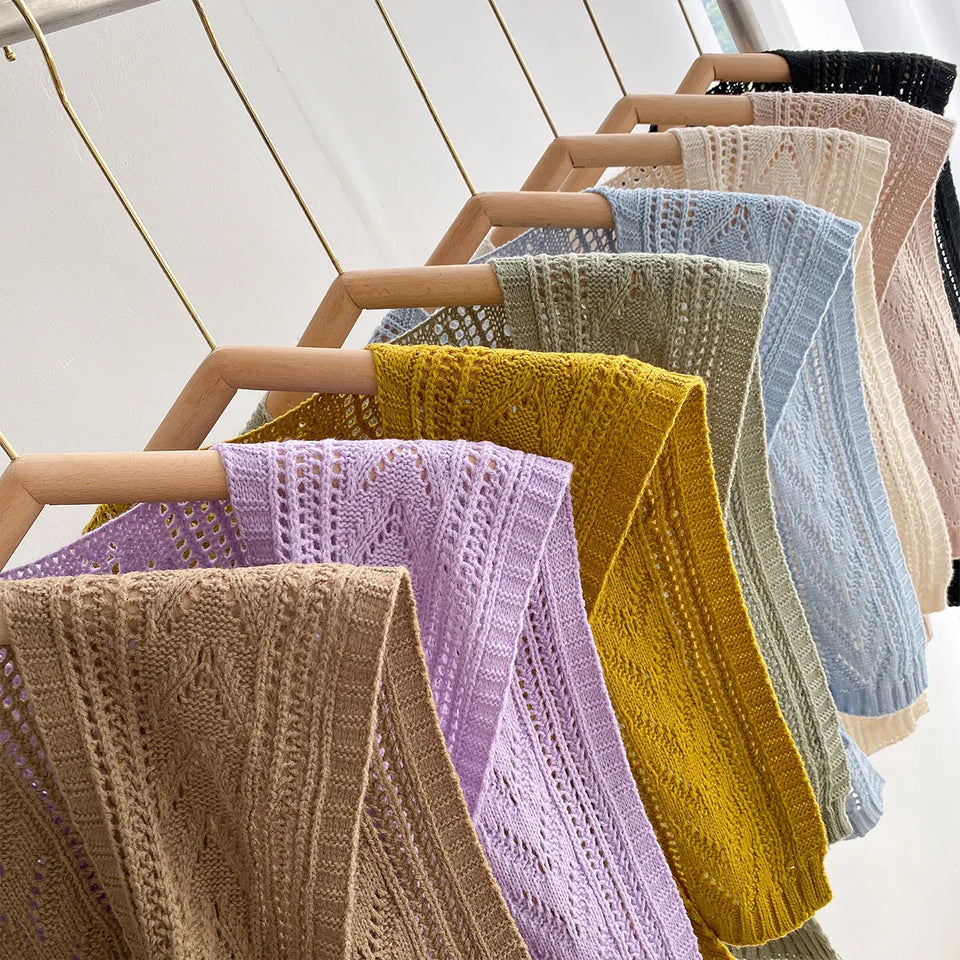 Korean Style Knitted Shawl - Summer Air Conditioning Neck Cape for Women