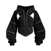 Ladies' Fashion Hoodie - Color Clashing Short Top for Layering