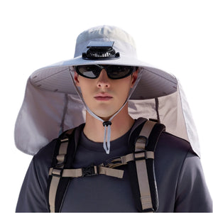 Solar-Powered Fan Hat - Outdoor Cooling Cap with Adjustable Brim & UV Protection