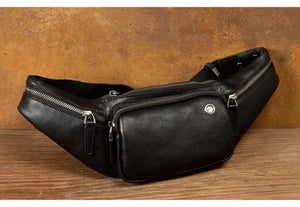 Vegetable Tanned Cowhide Waist Bag - Multi-Functional Vintage Leather