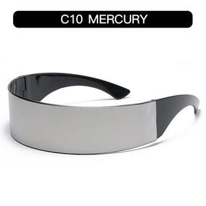Cyber Punk Rimless Sunglasses - Y2K Futuristic Wrap-Around for Women