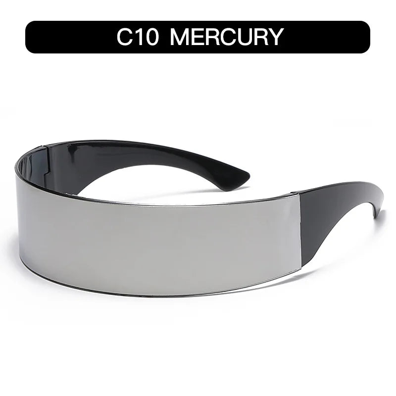 Cyber Punk Rimless Sunglasses - Y2K Futuristic Wrap-Around for Women
