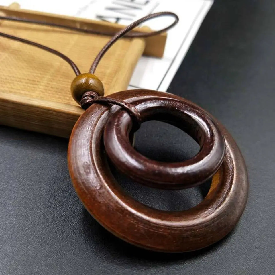 Retro Wooden Leaf Owl Necklace - Women's Long Chain with Clock Pendant Jewelry