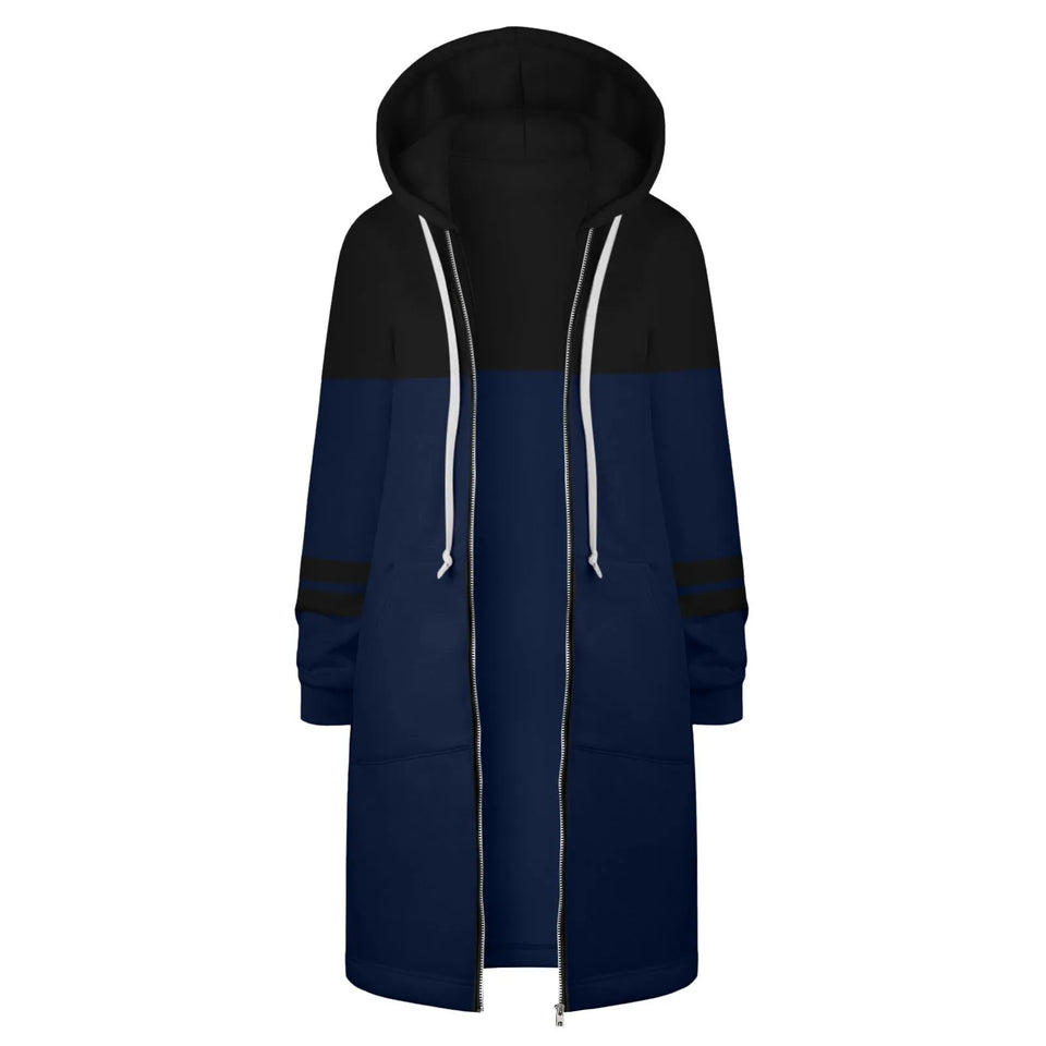 Y2K Long Sleeve Hoodie for Women - Versatile Color Block Zip Sweatshirt