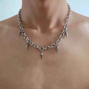 Unisex Punk Stud Necklace - Hip Hop Choker with Pendant