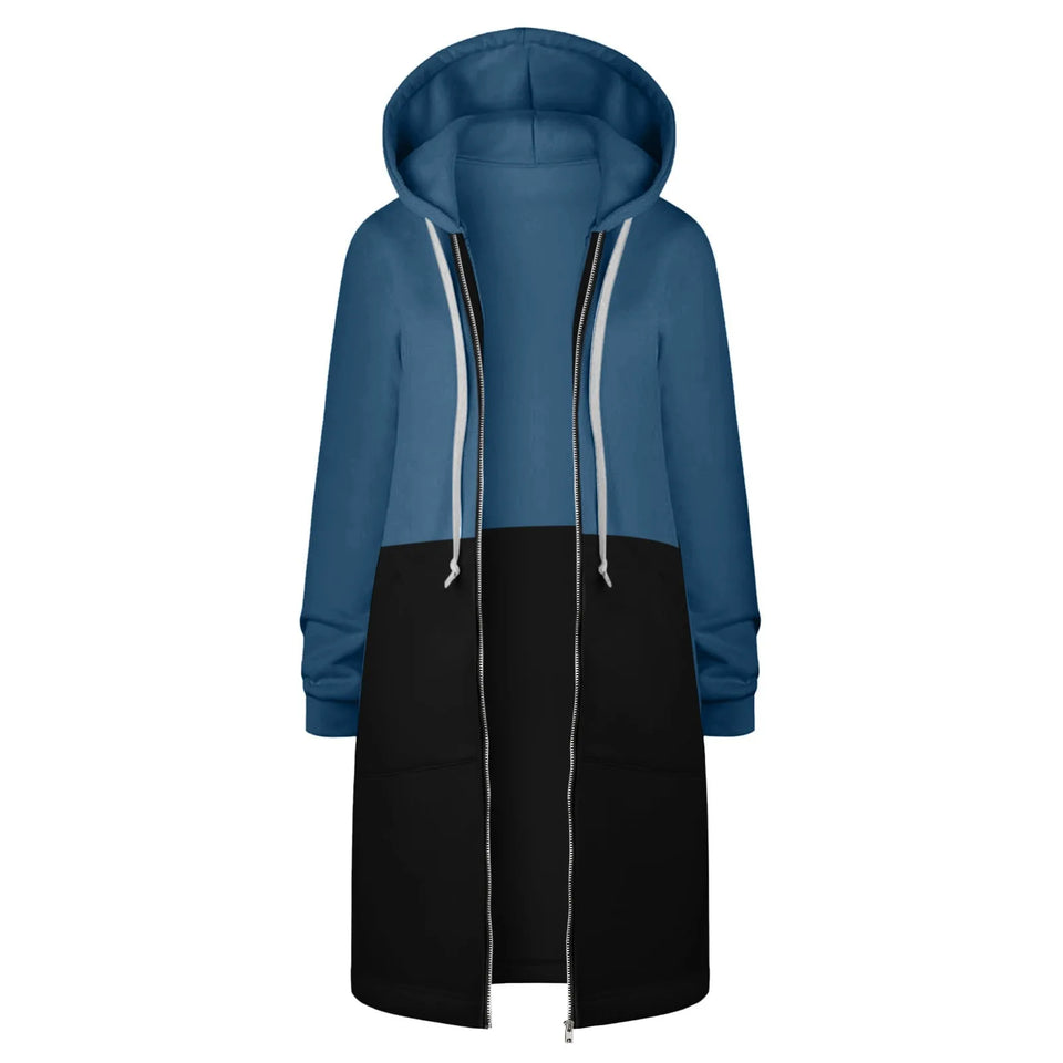 Y2K Long Sleeve Hoodie for Women - Versatile Color Block Zip Sweatshirt