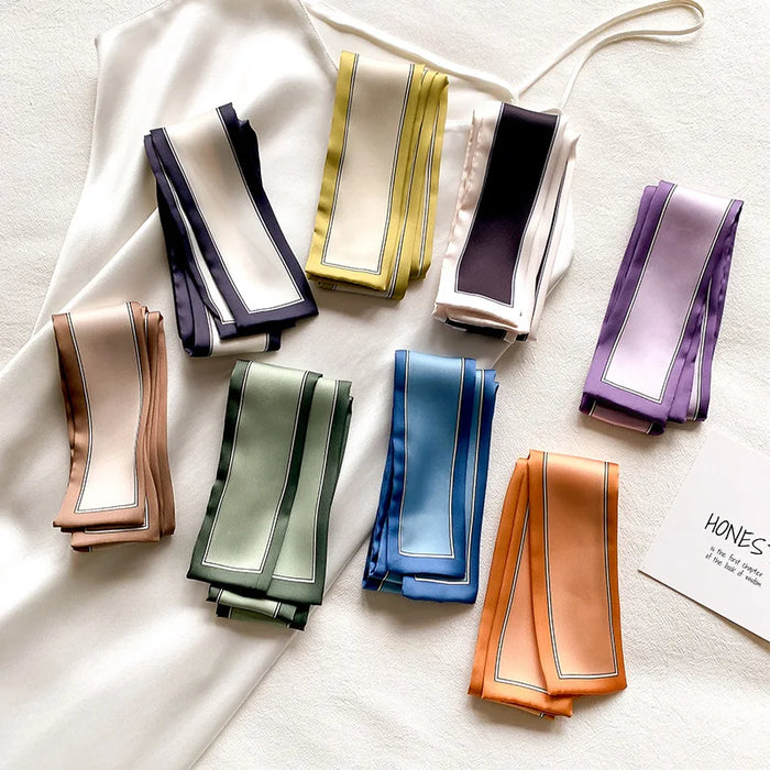 Satin Ribbon Neckerchief for Women - 6x115cm Long Silk-Style