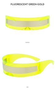 Cyber Punk Rimless Sunglasses - Y2K Futuristic Wrap-Around for Women