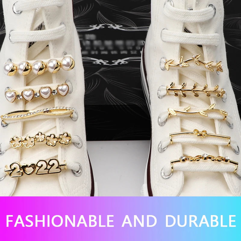 Luxury Pearl Shoe Charm - Vintage Rhinestone Shoelace Buckle Accessory