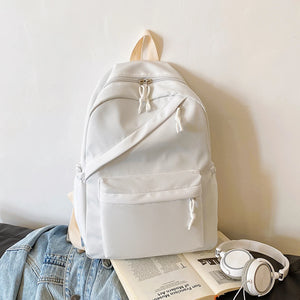 Multi-Pocket Nylon Backpack - Large Capacity with Adjustable Straps for College Commute