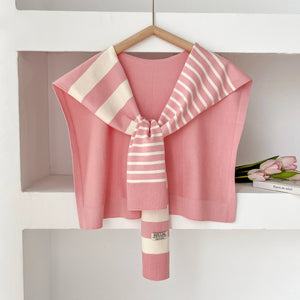 Preppy Striped Knitted Scarf - High-Grade Office Shawl for Air-Conditioned Spaces