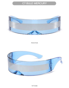 Cyber Punk Rimless Sunglasses - Y2K Futuristic Wrap-Around for Women