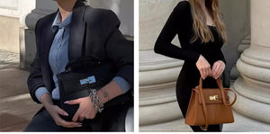 Trapezoidal Leather Handbag for Women - Versatile Tote Style