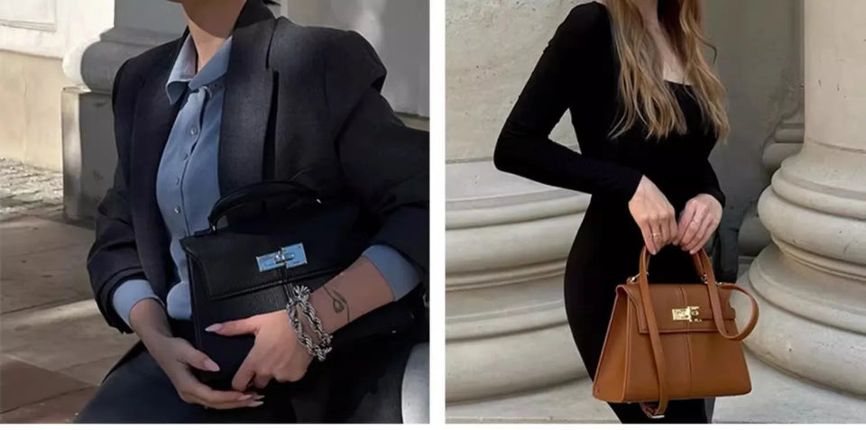 Trapezoidal Leather Handbag for Women - Versatile Tote Style