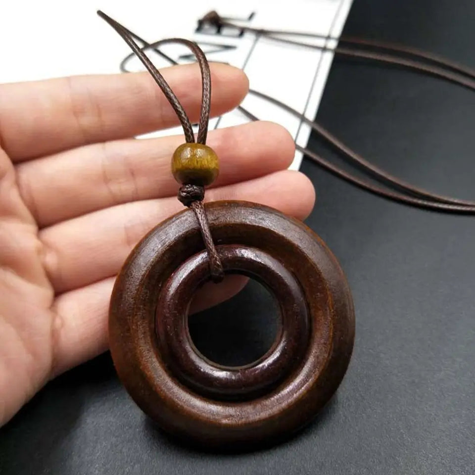 Retro Wooden Leaf Owl Necklace - Women's Long Chain with Clock Pendant Jewelry