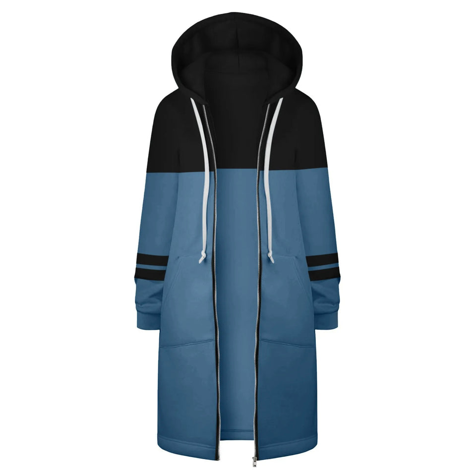 Y2K Long Sleeve Hoodie for Women - Versatile Color Block Zip Sweatshirt