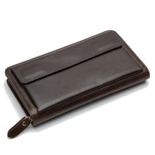 Vintage Crazy Horse Leather Wallet - Handmade Men's Bifold with Money Clip