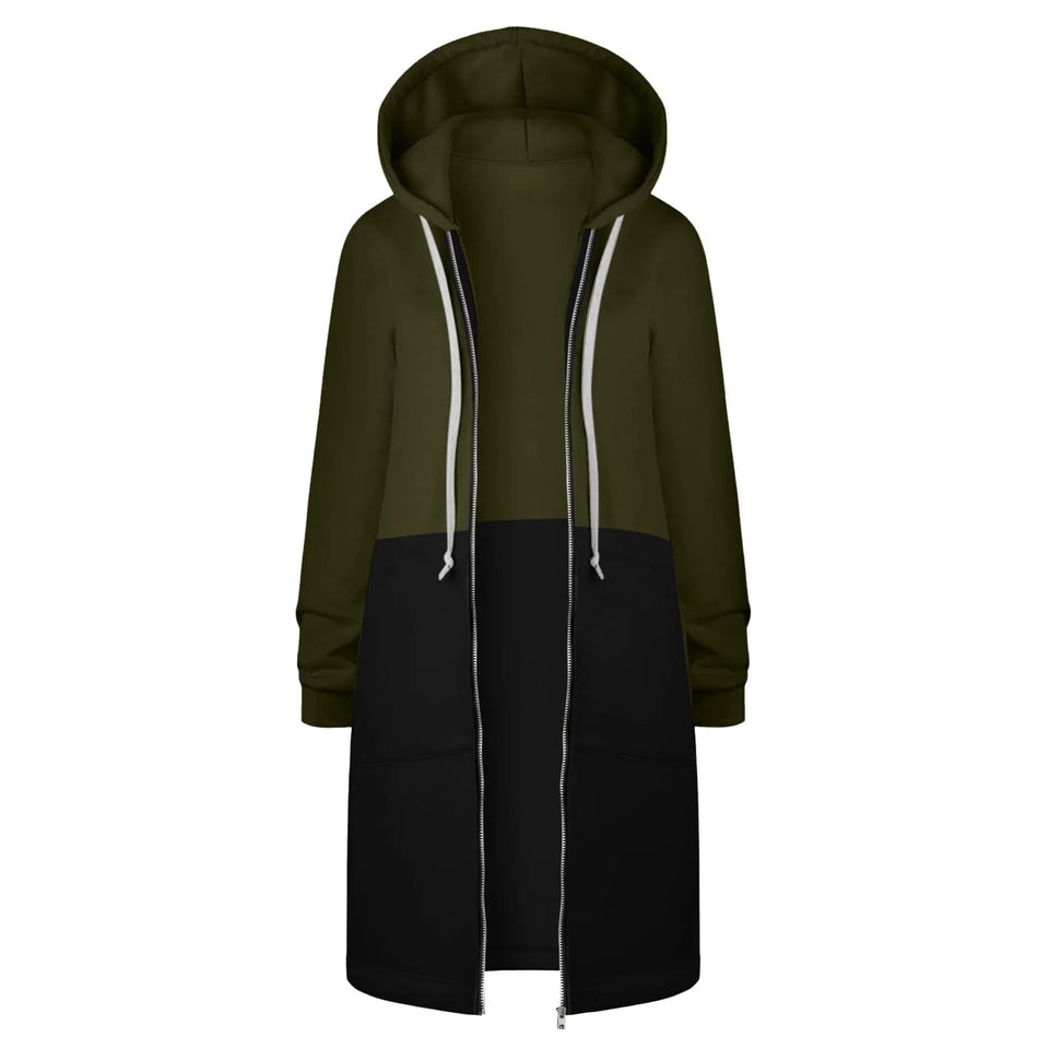 Y2K Long Sleeve Hoodie for Women - Versatile Color Block Zip Sweatshirt